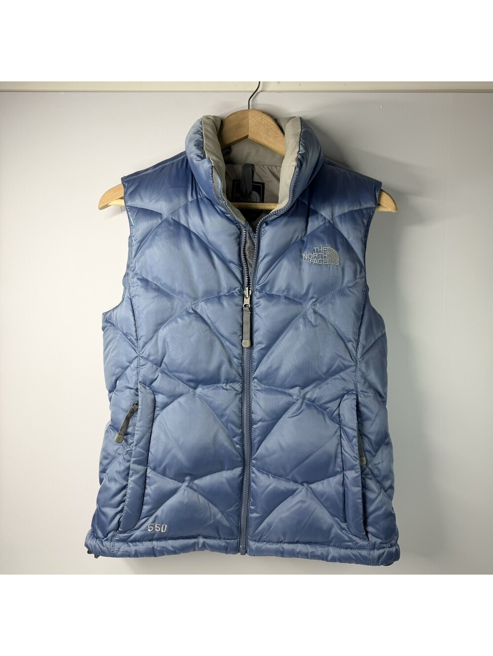 The North Face Women’s Small 550 Down Puffer Vest Blue Y2K 2000s Full Zip